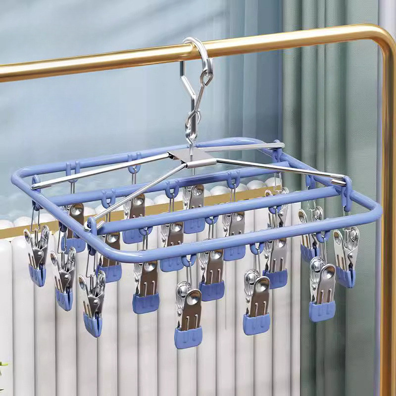 Baby Clothing Drying Rack - Paslanmaz Çelik Çoklu Kelepçeli Çamaşır İpi