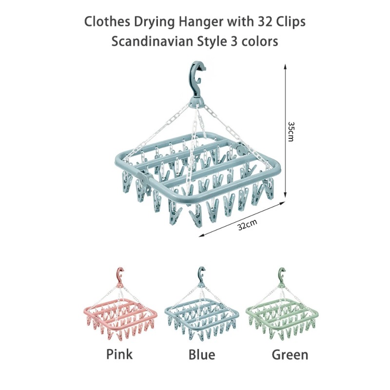 Baby Clothing Drying Rack - 32 Klipsli Elbise Kurutma Askısı ve