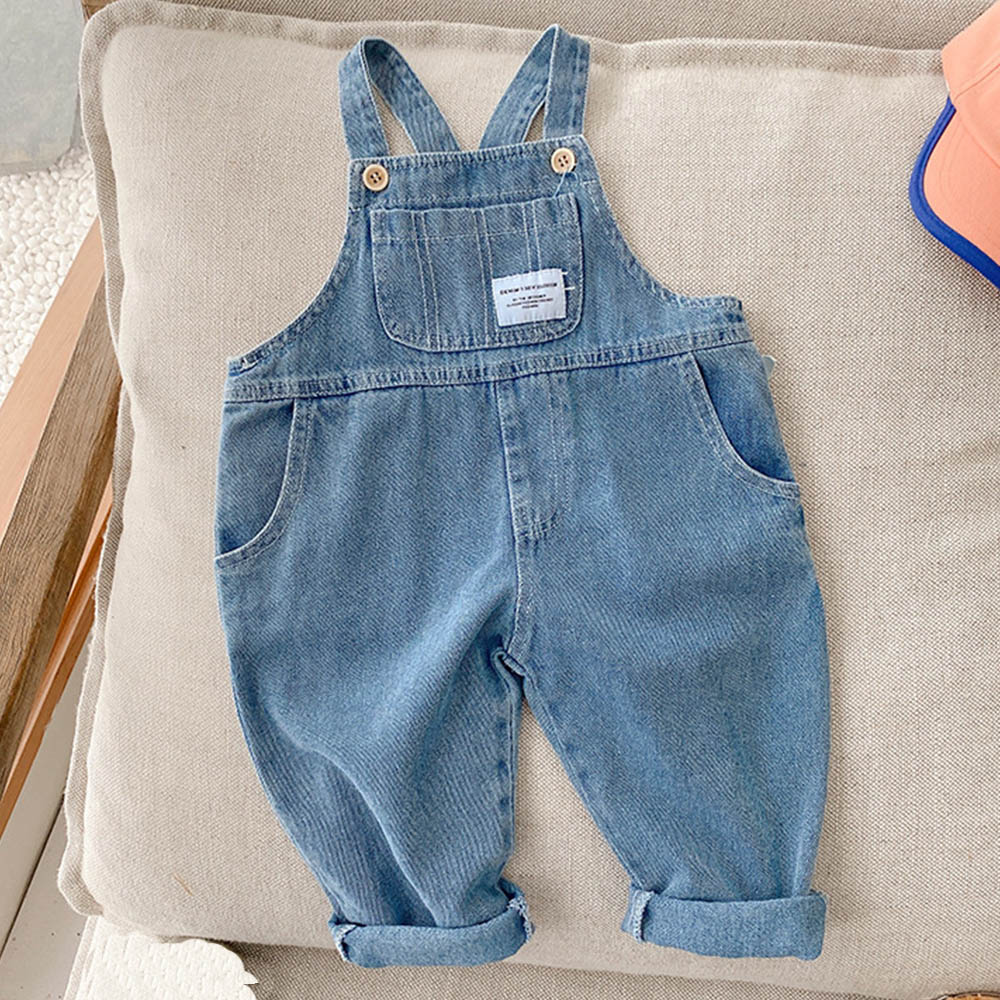 Baby Overall Denim - Kızlar Tulum Mavi Denim Düz Renk