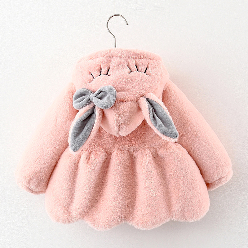 Baby Xmas Clothing - Sevimli Tavşan Kulakları Peluş Bebek Ceket