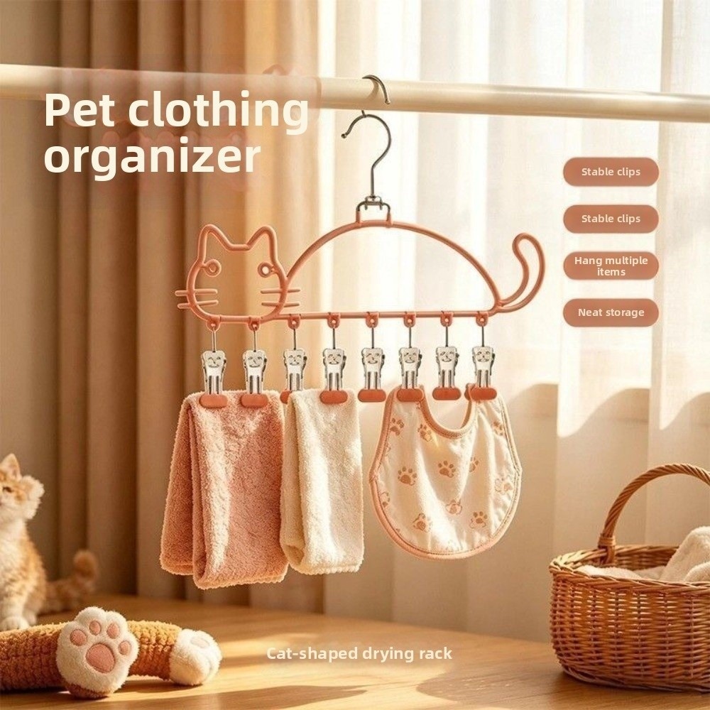 Baby Clothing Drying Rack - Kedi Şeklinde Çorap Kurutma Askısı Su