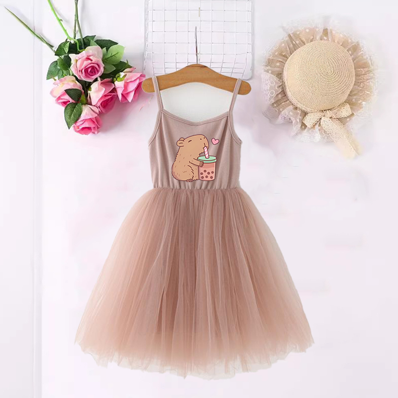 Baby Clothing 1 Year Old - Capybara Kız Elbise Anime Baskılı Sevimli