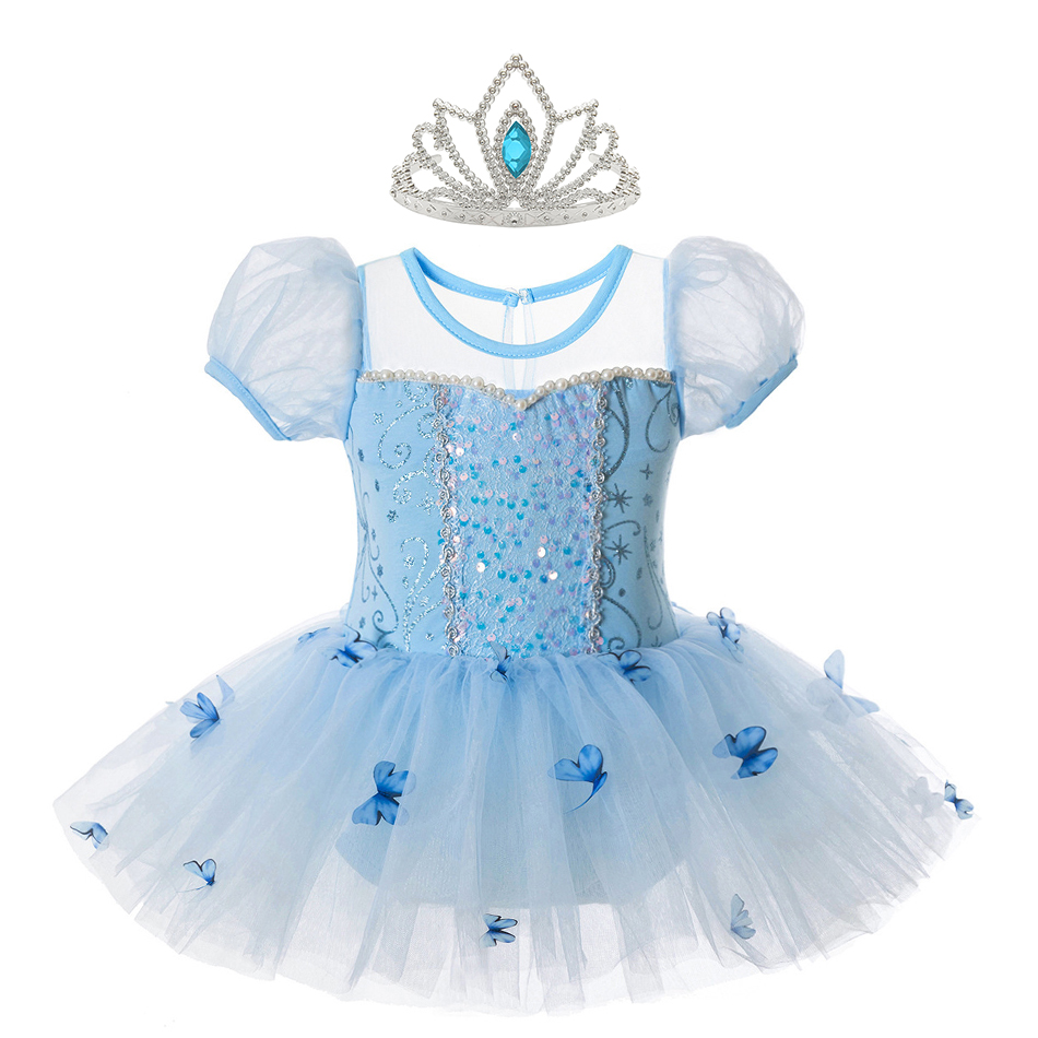 Baby Clothing Size - Cinderella Dans Elbise Kız Kelebek Aplike